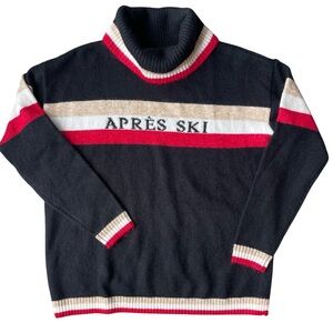 Lou & Grey Apres Ski Turtleneck Sweater Black Red Tan Size S